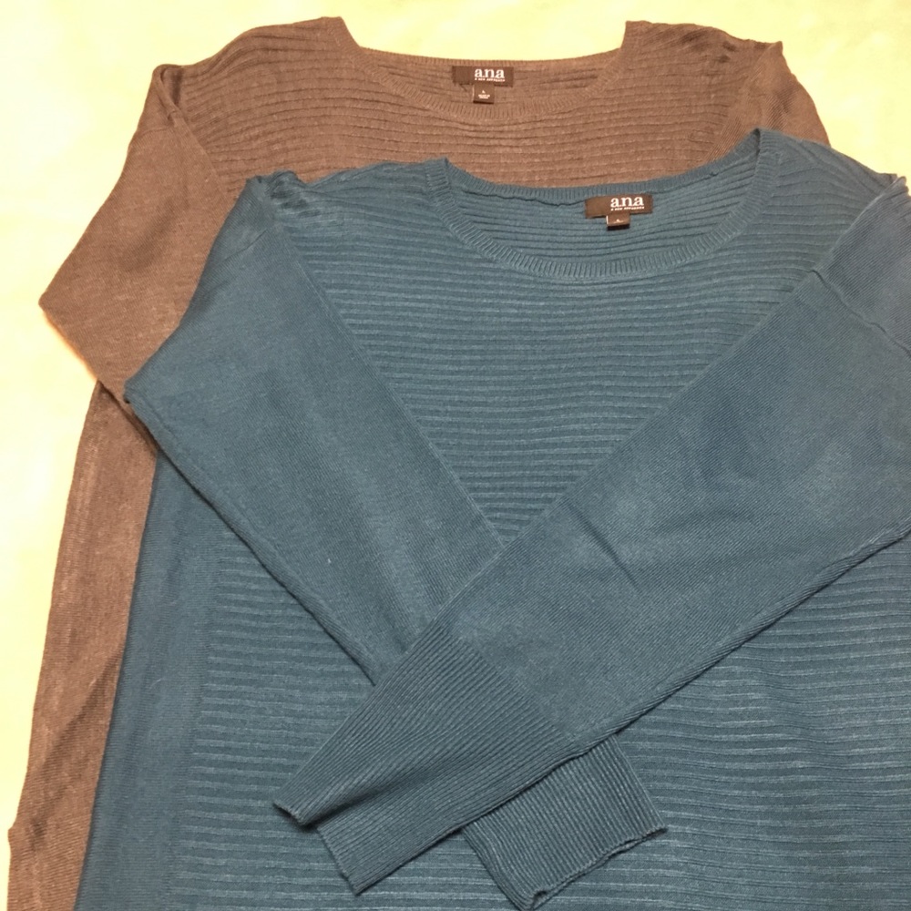2 long sweaters gray and teal size  L